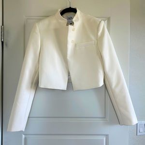 Zara Cropped Cream Blazer